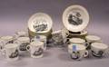 Twentynine Piece 18th Century Grisaille Landscape Decorated Porcelain Partial Tea Set