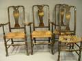 Set of Four Queen Anne Style Paint Decorated Dining Chairs