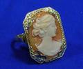 14kt Gold and Carved Shell Cameo Portrait Ring