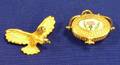Modern Glenaan Gold Nantucket Basket Pendant and a Gold Eagle Pin