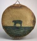 Plains Painted Wood and Hide Drum