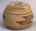 Northern California Polychrome Twined Lidded Basket