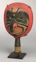 Northwest Coast Polychrome Carved Wood Rattle