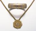 Italian 14kt BiColored Gold Bracelet and an 18kt Gold and Diamond Sunflower Pendant with Chain