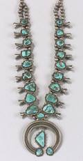 Southwest Silver and Turquoise Squash Blossom Necklace