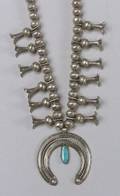 Southwest Silver and Turquoise Squash Blossom Necklace