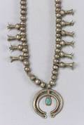 Southwest Silver and Turquoise Squash Blossom Necklace