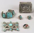 Six Southwest Silver and Turquoise Items
