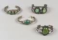 Four Southwest Silver and Turquoise Bracelets