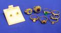Eight Rings and a Pair of 14kt Gold Stud Earrings