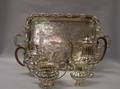 FourPiece Silver Plated Tea and Coffee Set and a Serving Tray