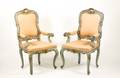 2 Venetian Rococo Paint Decorated Fauteuils