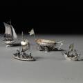 Three Continental Silver Boat Miniatures