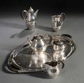 Fivepiece Georg Jensen Sterling Silver Tea and Coffee Service with an En Suite Tray