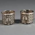 Pair of Basketweave Sterling Silver Cups