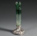 Gorham Cuttoclear Green Glass and Sterling Silver Vase
