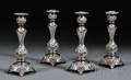 Four Tiffany  Co Chrysanthemum Pattern Sterling Silver Candlesticks