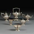 Sixpiece Gorham Plymouth Pattern Sterling Silver Tea and Coffee Service