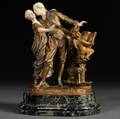 French School Late 19thEarly 20th Century Bronze and Ivory Figural Group of a Couple