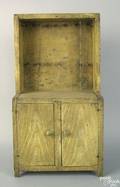 Painted pine one piece dolls wall cupboard 19th c