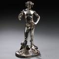 After Jean Antonin Carles French 18511919 Silvered Bronze Figure of a Young Bacchus with a Panther