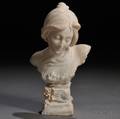 Continental School Late 19thEarly 20th Century Alabaster Bust of a Woman with Long Hair