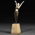 Continental School Early 20th Century Art Deco Bronze and Ivory Figure of a Dancer