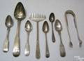 Group of American silver flatware to include a spoon by Joseph Richardson and a fork by S Kirk  Sons
