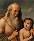 Francisco Morales Spanish 18th Century Portrait of Homer Blind Poet with His Guide