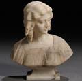 Continental School Late 19thEarly 20th Century Alabaster Bust of a Woman with Curls