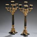 Pair of Neoclassical Bronze Fourlight Candelabra