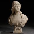 Continental School Late 19thEarly 20th Century Alabaster Bust of a Peasant Woman