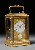 French Bronze and Glass Carriage Clock