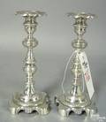 Pair of continental silver candlesticks