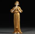After Dominique Alonzo French fl 19121926 Giltbronze and Ivory Figure of a Woman with a Flower