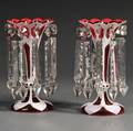 Pair of Bohemian Cased Glass Lustres