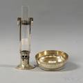 Sterling Silver and Glass Bud Vase and a Small Sterling Silver Bowl