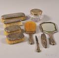 Ninepiece Wallace Sterling Silvermounted Dresser Set