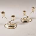 Pair of Mexican Sterling Silver Twolight Candlesticks