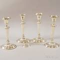 Suite of Four Weighted English Silver Candlesticks