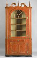 Montgomery County Pennsylvania painted 2part corner cupboard ca 1810
