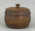 Pennsylvania turned and painted round canister and cover early 19th c