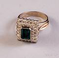 18kt White Gold Emerald and Diamond Ring