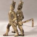 Pair of Painted Cast Iron Hessian Soldier Figural Andirons