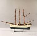 Carved and Painted Wooden Ship Model