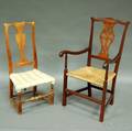 Country Chippendale Maple Armchair and a Transitional Queen Anne Maple Side Chair