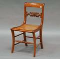 Classical Carved Tiger Maple Side Chair with Caned Seat