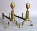 Pair of American brass andirons 19th c