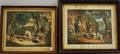 Two Handcolored Medium Folio Currier  Ives Framed Lithographs