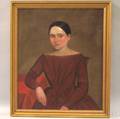 American School 19th Century Portrait of a Girl Wearing a Red Dress